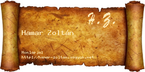 Hamar Zoltán névjegykártya